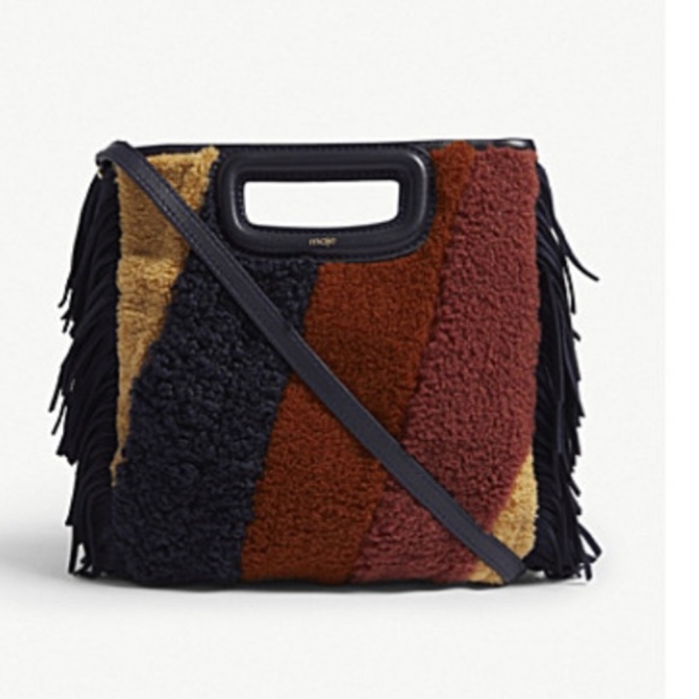 Maje Mini M Faux Fur Bag In Multico